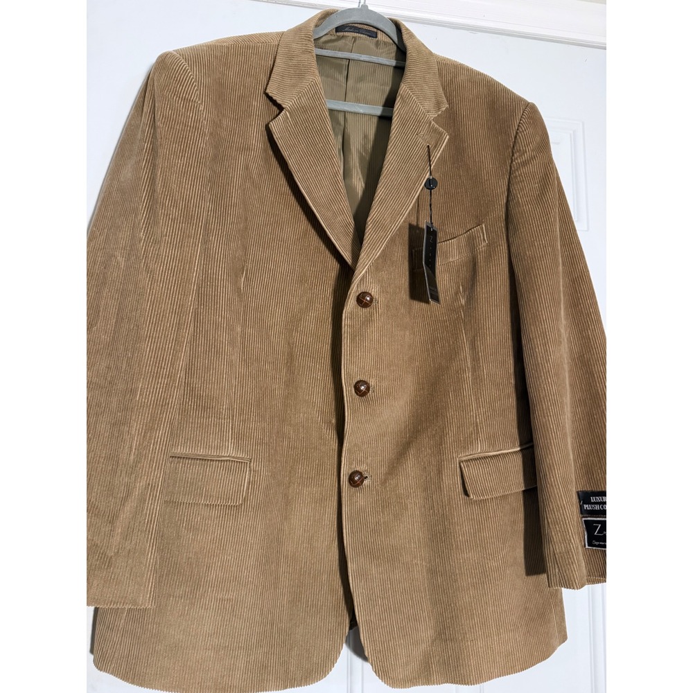 Zagato Signature Collection Mens Tan Corduroy Blazer Sport Coat 46R 3 Button NEW